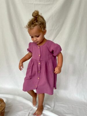 Navy Natural | Knoop jurk korte mouw - Mauve - Afbeelding 9