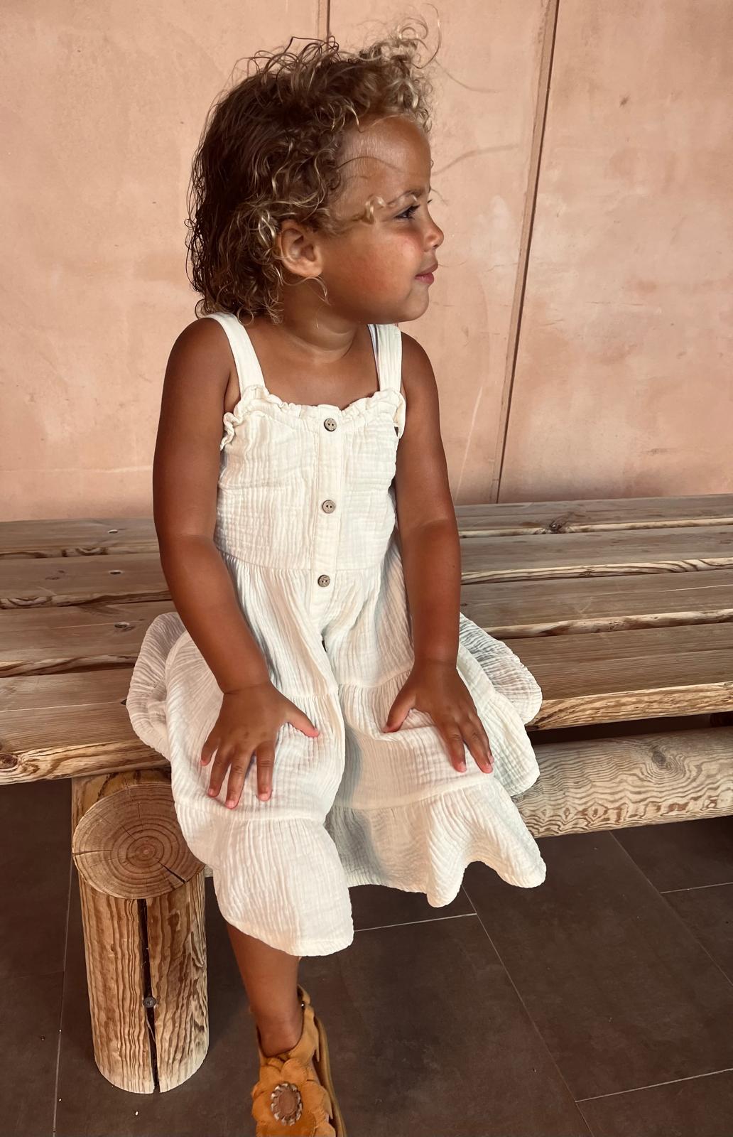 Looxs | Mousseline zomerjurk - Ivory - Afbeelding 8