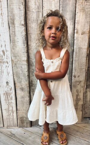 Looxs | Mousseline zomerjurk - Ivory - Afbeelding 2