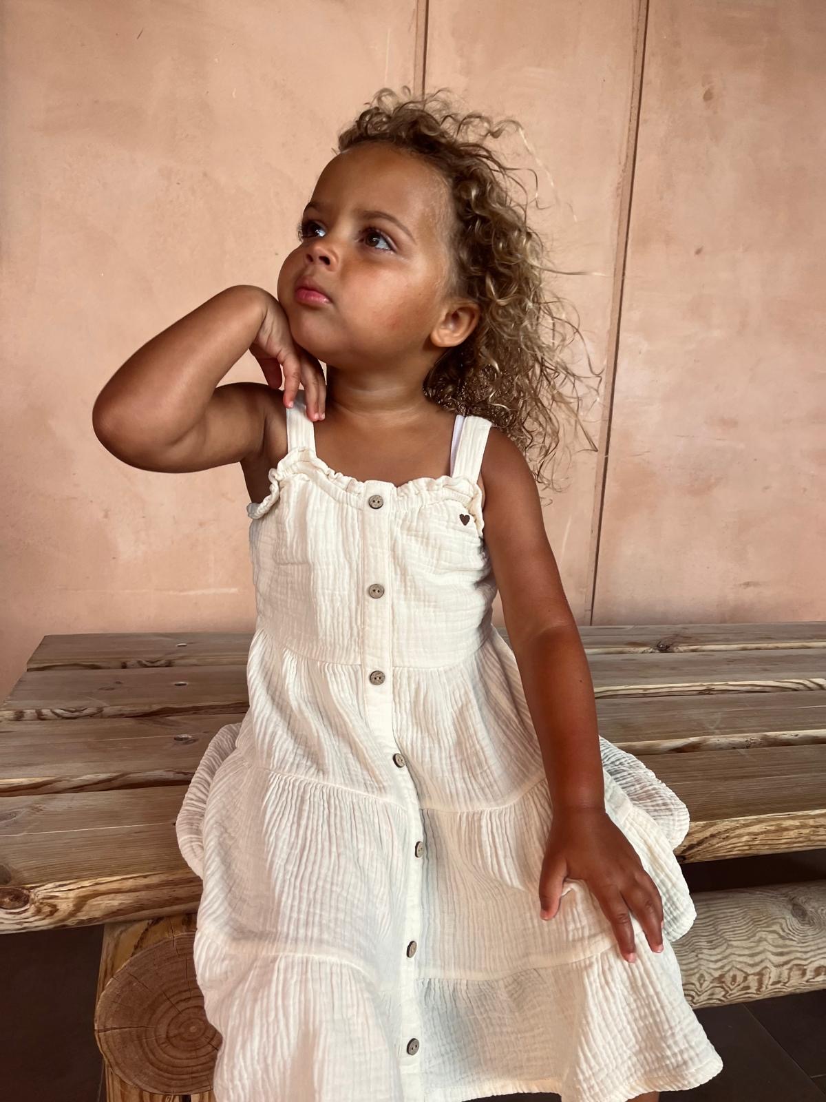 Looxs | Mousseline zomerjurk - Ivory - Afbeelding 7