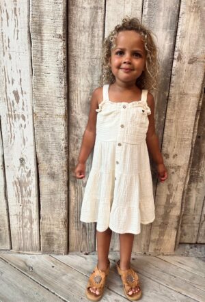 Looxs | Mousseline zomerjurk - Ivory - Afbeelding 6