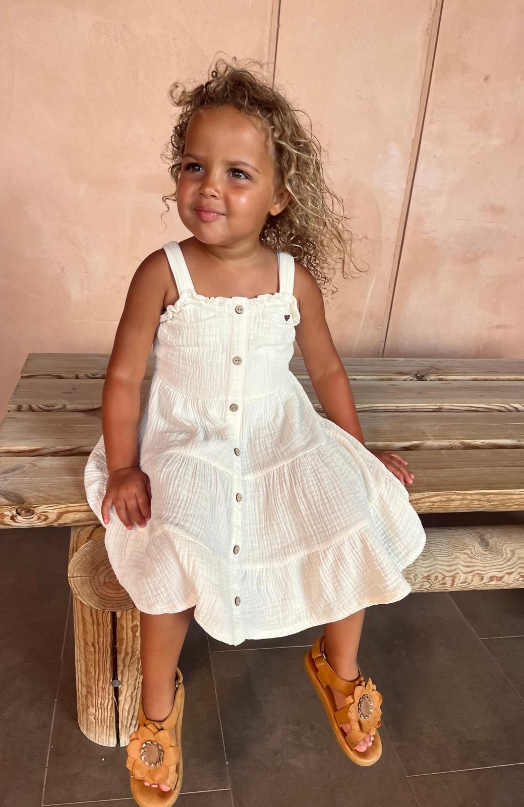 Looxs | Mousseline zomerjurk - Ivory - Afbeelding 10