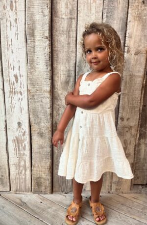 Looxs | Mousseline zomerjurk - Ivory - Afbeelding 5