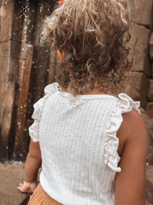 Búho | Rib Ruffle shirt - Ivory - Afbeelding 5